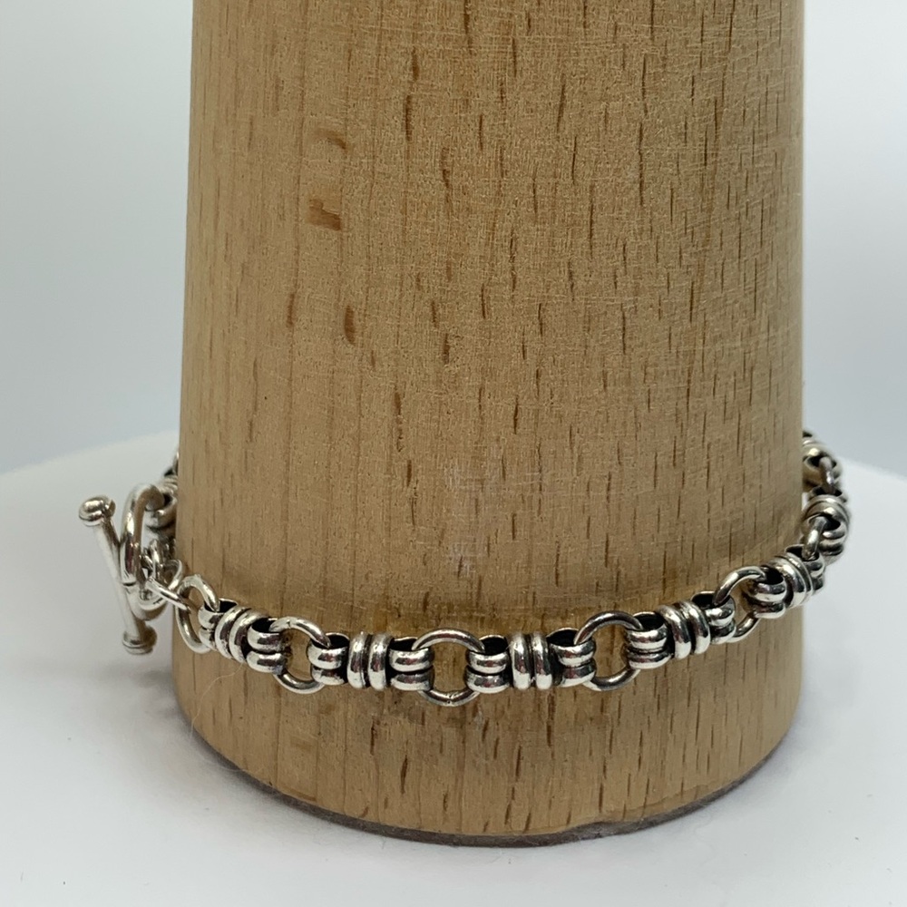 Sterling Silver ‘Candy Wrapper’ Link Toggle Clasp… - image 2